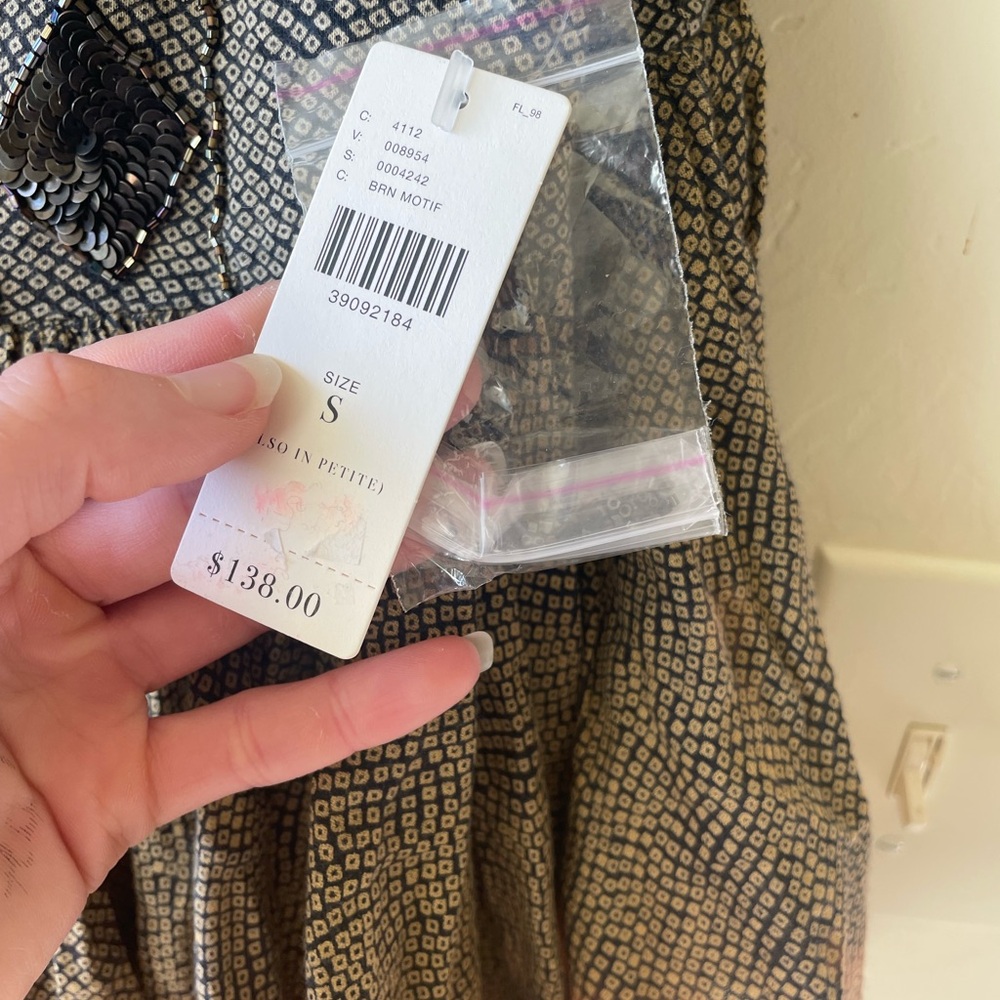 Anthropologie Akemi Kin Anaphora Tank Top Size Small Peplum Yellow Beaded Boho - Picture 5 of 9